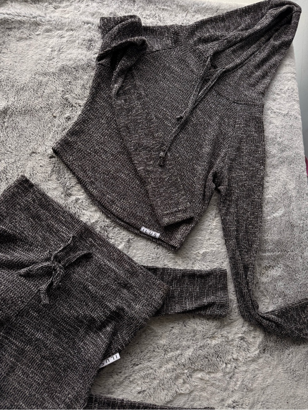 Lush Charcoal Knit Hooded Track Pants & Jogger Set